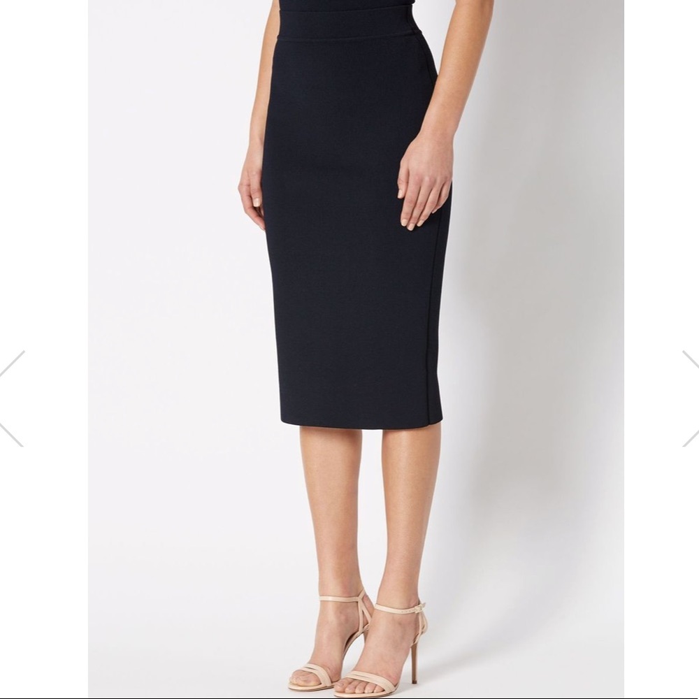 Navy crepe knit pencil skirt